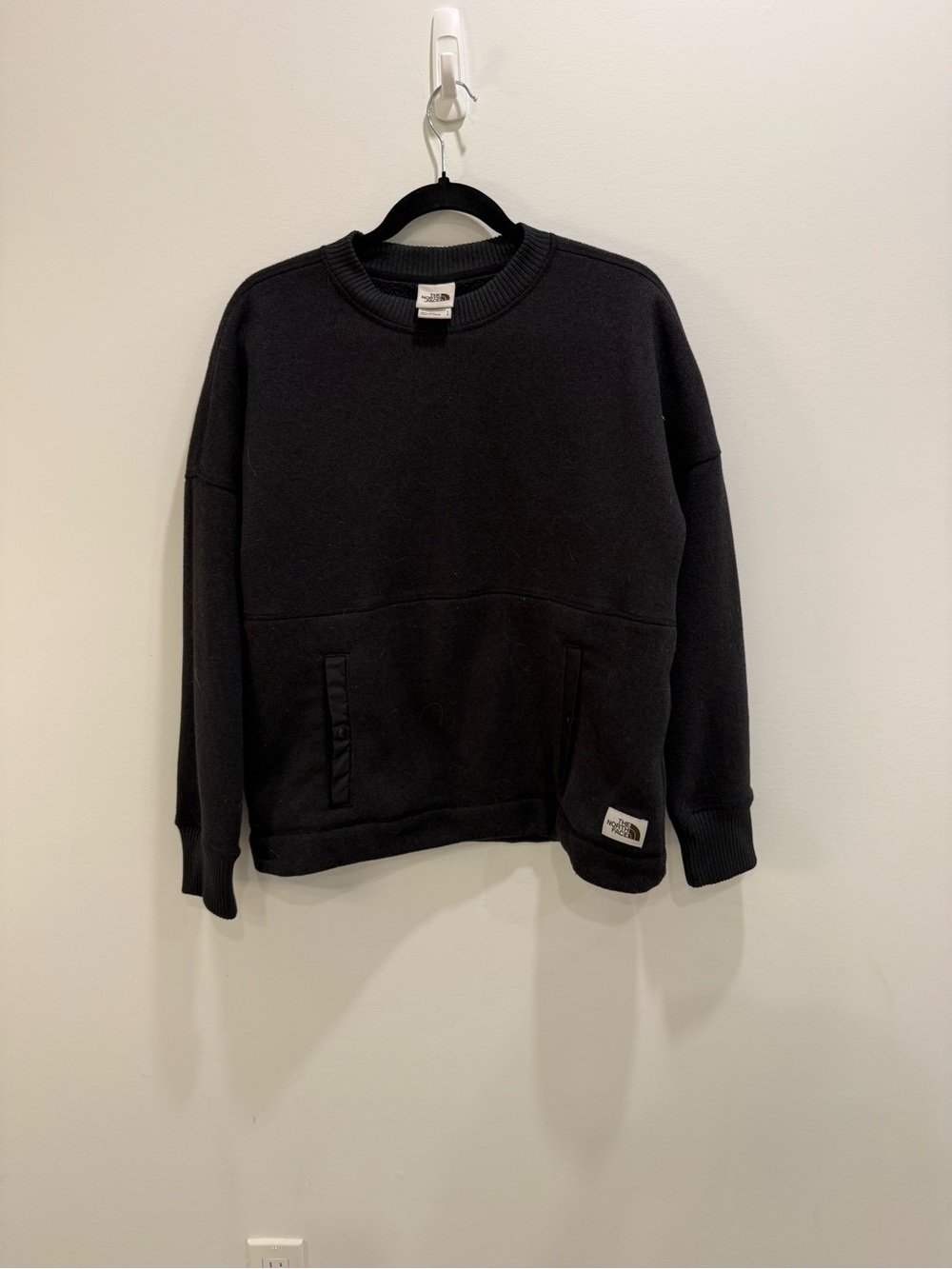The North Face Black Crewneck Pullover with Front Pockets